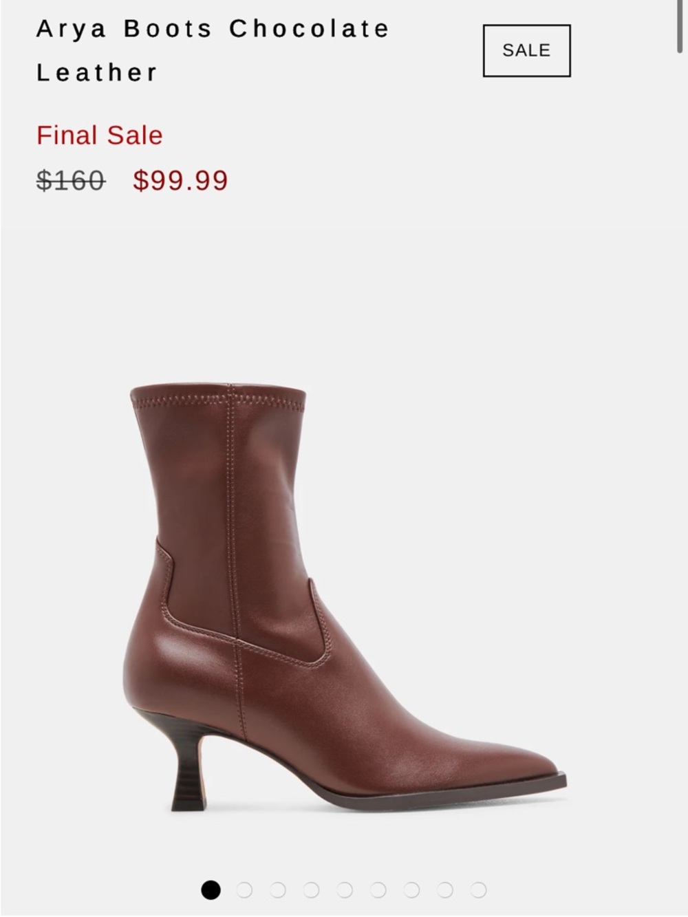 Never worn. Dolce Vita Chocolate Brown Pointed-Toe Mid-Calf Kitten Heel Boots